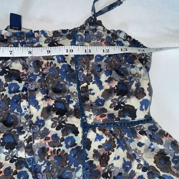 American Eagle Outfitters Babydoll Full‎ Button Strappy Blue Floral Tank Top S - Picture 10 of 10